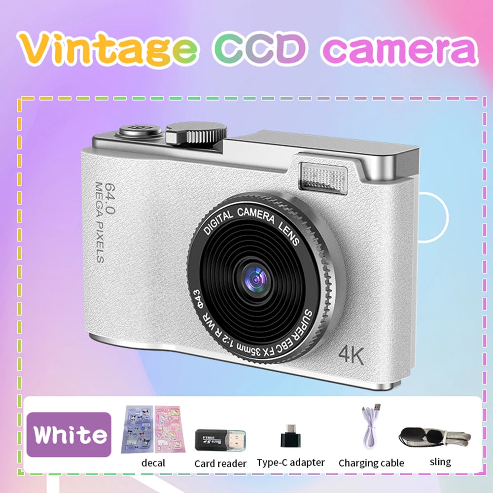 64MP HD 1080P Digital Camera for Student Beginners 2.4' screen with 16xzoom Front and Rear Dual Camera Camera for Kid Adult Gift