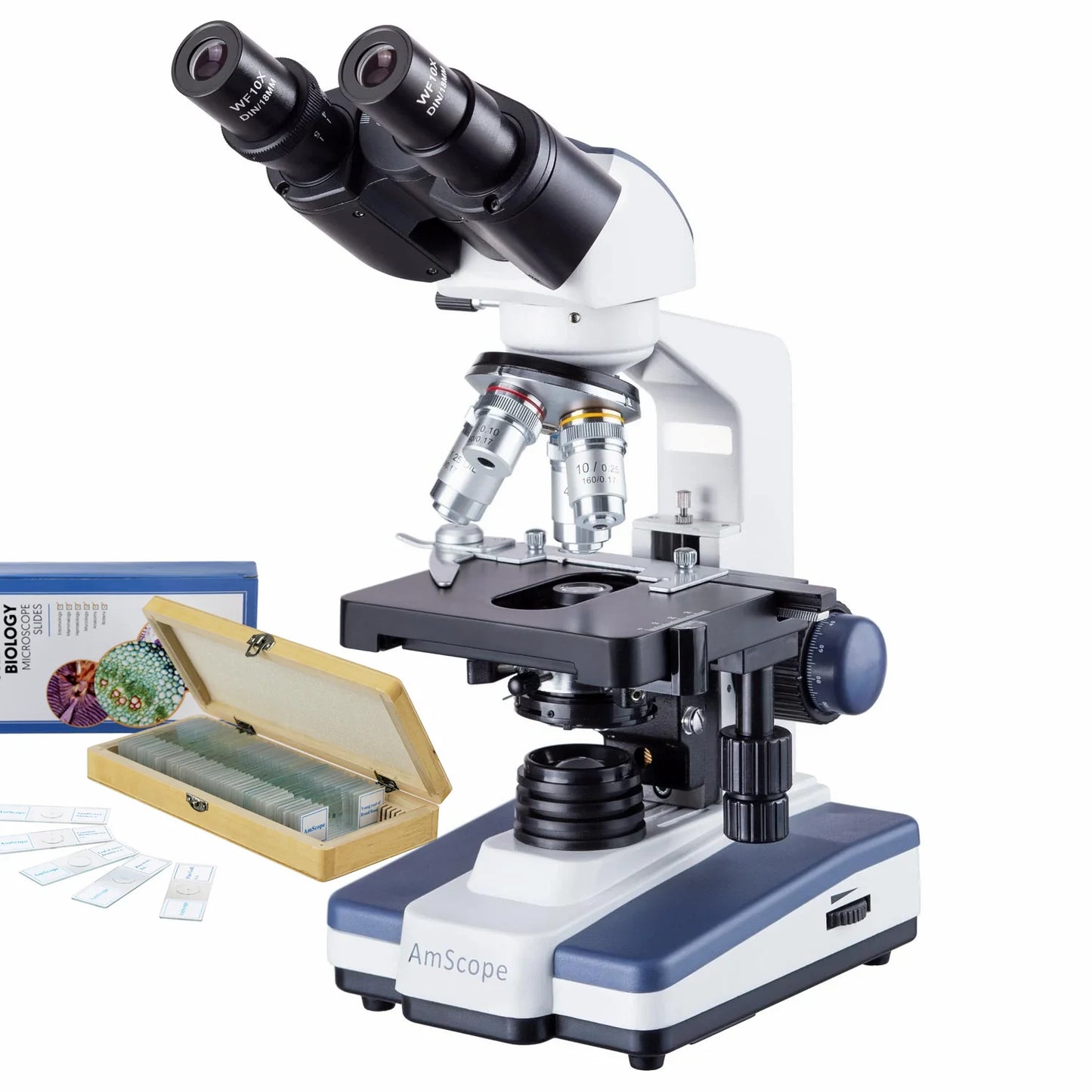 AmScope 40X-2500X LED Lab Binocular Compound Microscope with 3D-Stage