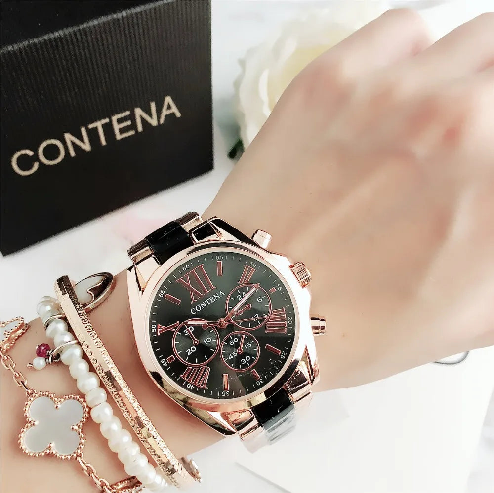 New Creative Watch Women Watches Luxury Rose Gold Quartz Ladies Watches Stainless Steel Bracelets Wristwatches Reloj Mujer