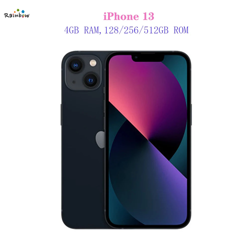 Original Apple iPhone 13 128GB/ 512GB 5G LTE Mobile Phone NFC Face ID  IOS A15 Bionic Hexa Core 6.1'' 12MP&12MP 3240mAh