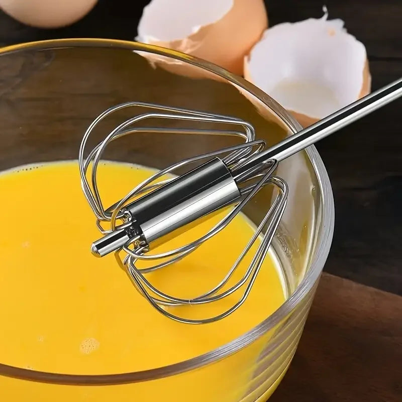 Semi-automatic Egg Beater 304 Stainless Steel Egg Whisk Manual Hand Mixer Self Turning Egg Stirrer Kitchen Accessories Egg Tools