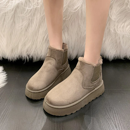 New Winter Women's Boots High-top Snow Boots Thickened Plush Warm Simple And Versatile Comfortable Outdoor Non-Slip Cotton Shoes