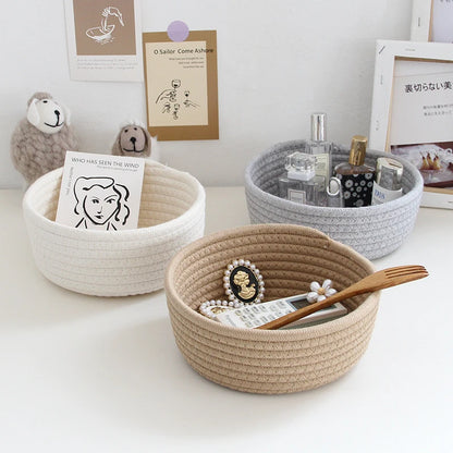 Sundries Storage Baskets Cartoon Hand Woven Kids Toys Desktop Organizer Box Tassels Laundry Baskets Makeup Cosmetic Accessories