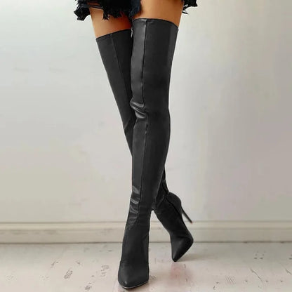 Autumn/Winter Women's Boots Pointed Side Zipper Slim High Heels Large Over Knee Boots Women's Boots Platform Boots Womens Shoes