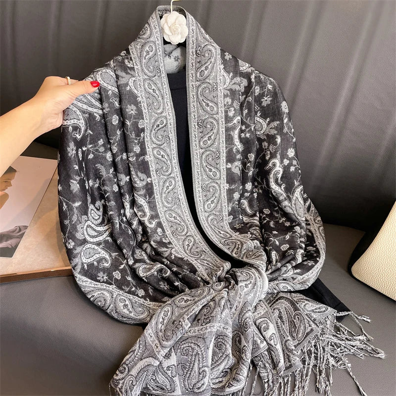 Bohemia Pashmina Hijab Scarf Long Muslim Cashmere Shawl Female Foulard Soft Turban Head Wraps For Women Headband Luxury Brand