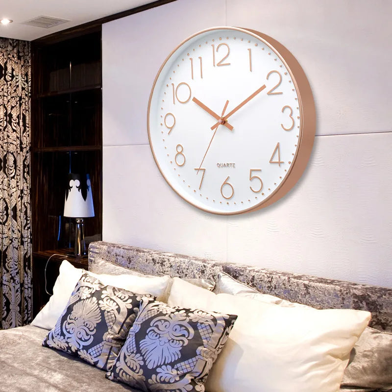 8 Inch 3D Numerals Easy to Read Wall Clock Classic Elegant Modern Silent Quartz Clocks for Living Room Bedroom Office