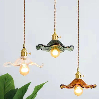 Home Simple LED Pendant Light Fixture Bedroom Living Room Bar Colorful Glass Copper Hanging Lamp Light Edison Ceiling Chandelier