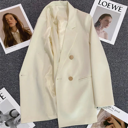 Chic Office Lady Blazer for Women Vintage Coat Autumn Fashion Lapel Collar Long Sleeve Ladies Outerwear Stylish Tops  오피스룩 Mujer