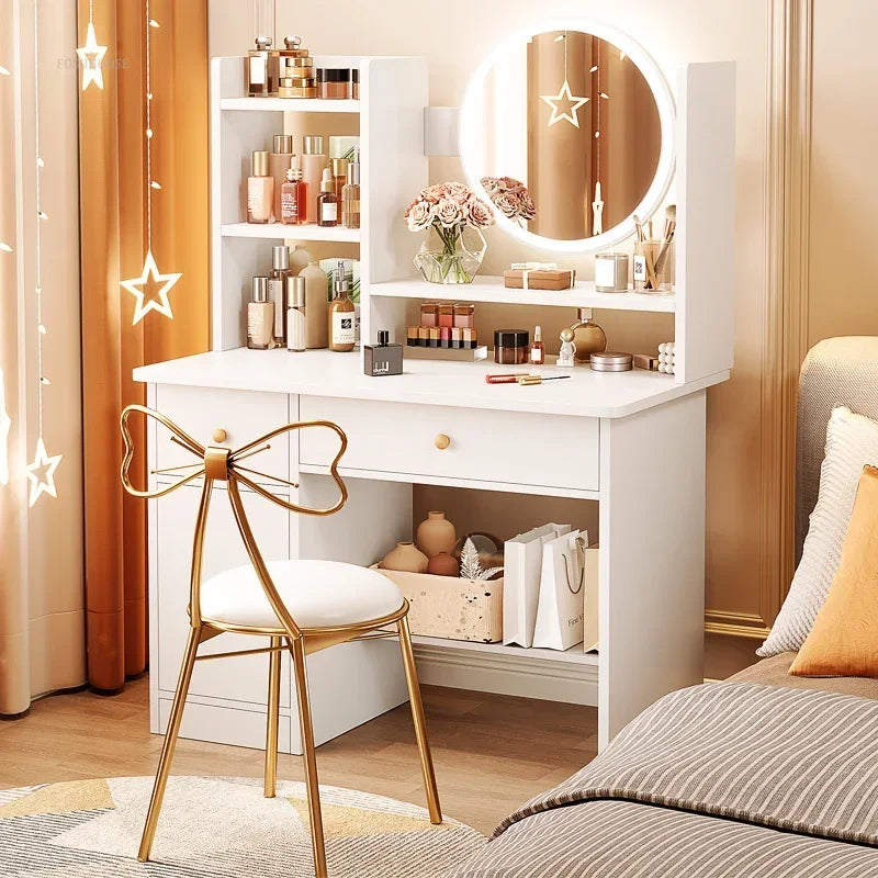 Artificial Board Creative Dressers for Bedroom Storage with Cabinet Mirror Dressing Table Light Luxury Nordic Dresser for Hotel