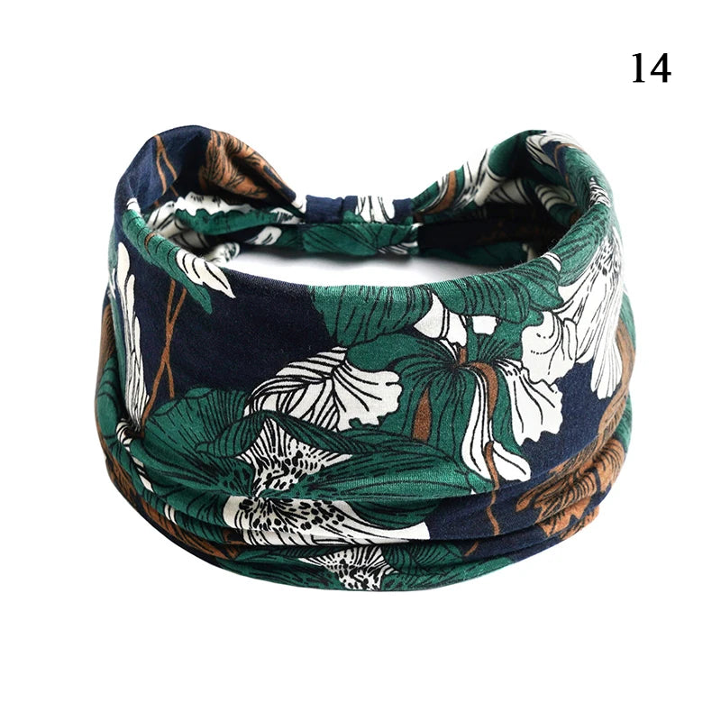 Boho Knot Turbans Yoga Elastic Head Wrap Women Headband Wide Hairbands Headwear Floral Bandanas Fashion Hair Band Accessories