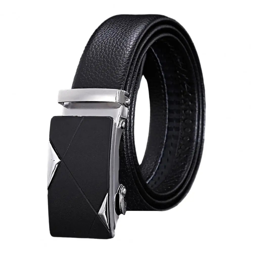 Men Belt High-quality Men's Automatic Business Belt with Smooth Faux Leather Alloy Buckle Durable Anti-slip Belt for Formal