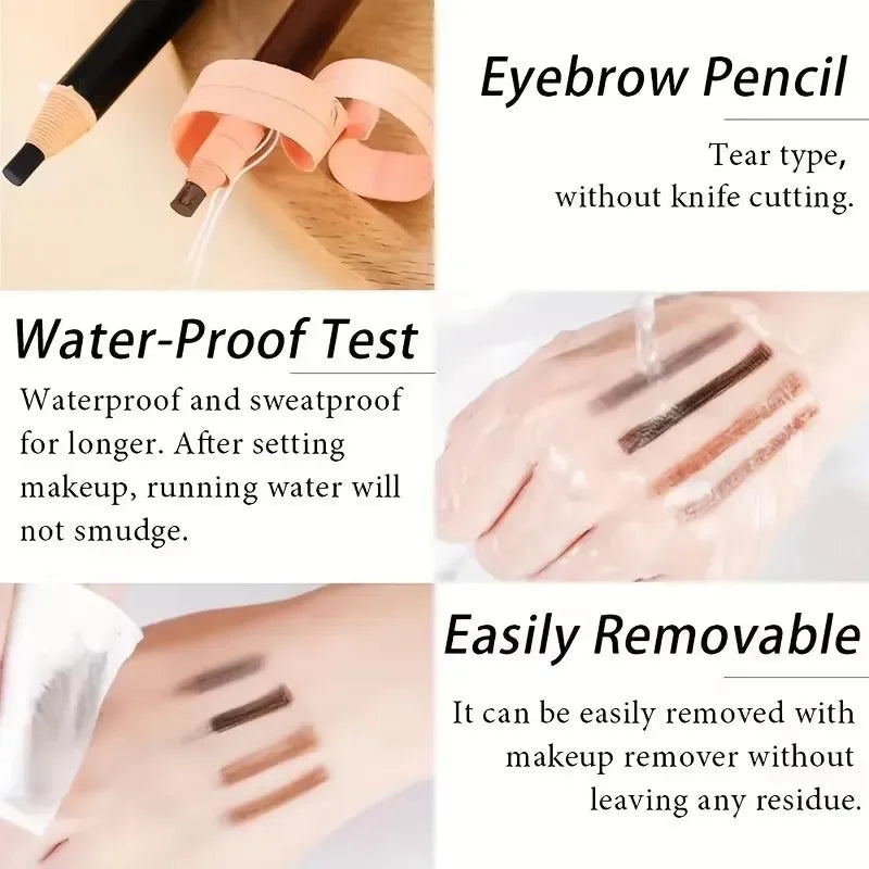 6 Colors Option Eyebrow Pencil Waterproof and Non-smudge Genuine Wood Hard Core Wholesale Wood Eyebrow Pencil Eyebrow Pen Golden