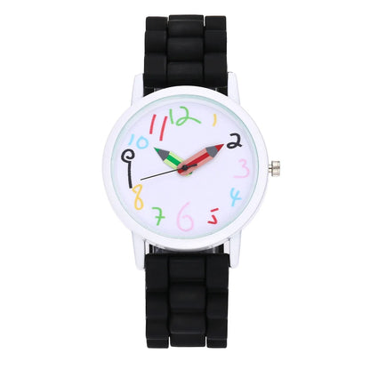 Women Watch Fashion Simple Pencil Design Digital Quartz Watches Casual Jelly Multicolour Silicone Ladies Clock Dress Wristwatch