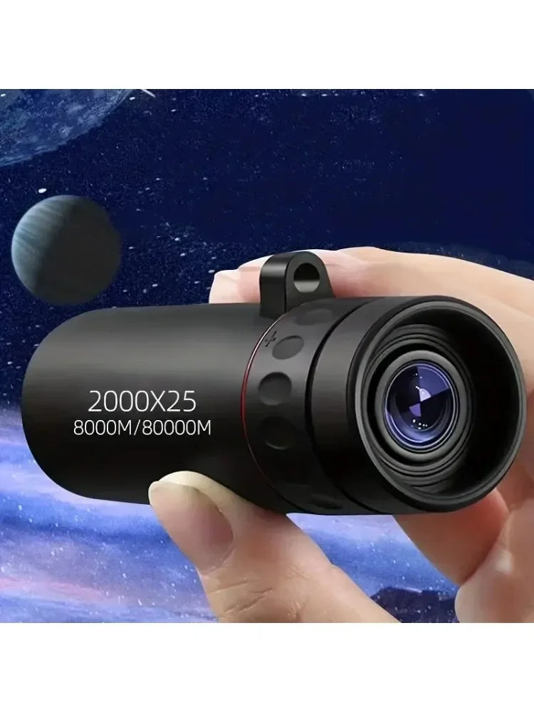 Outdoor 2000x25 HD Monocular Telescope Mini Portable Mobile Phone Telescope with Holder Camping Hunting Birdwatching Telescopes