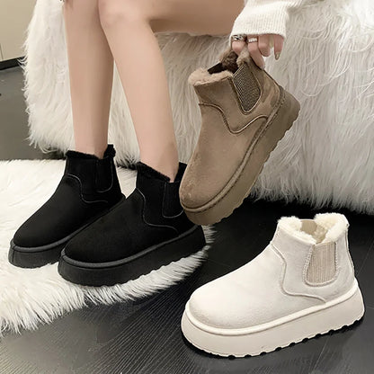 New Winter Women's Boots High-top Snow Boots Thickened Plush Warm Simple And Versatile Comfortable Outdoor Non-Slip Cotton Shoes