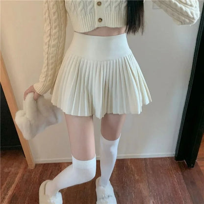 Summer High Waist Womens Sexy Mini Skirts Side Zipper Vintage Pleated Skirt Korean Student White Tennis Skirts Short Black