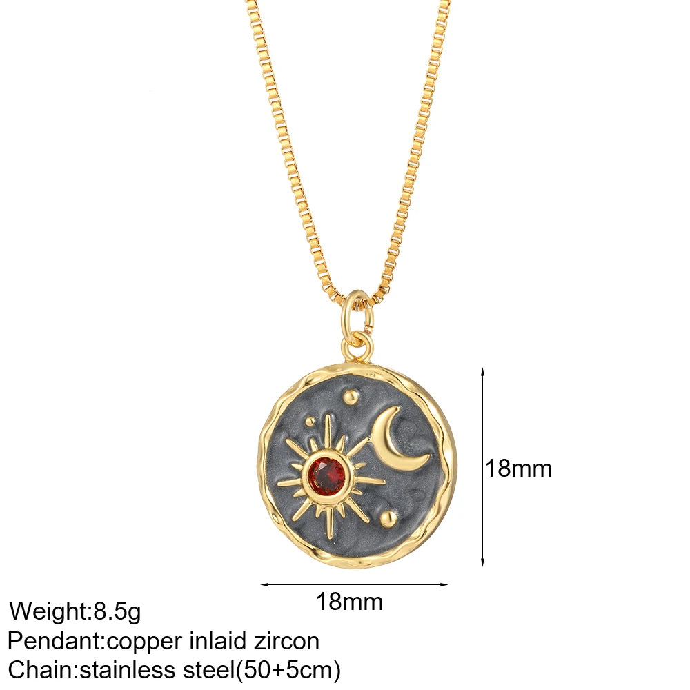 Heart Evil Blue Eye Sun Necklace for Women Cute Dog Bee Elephant Gold Color Pendant Woman's Collars Long Stainless Steel Chains