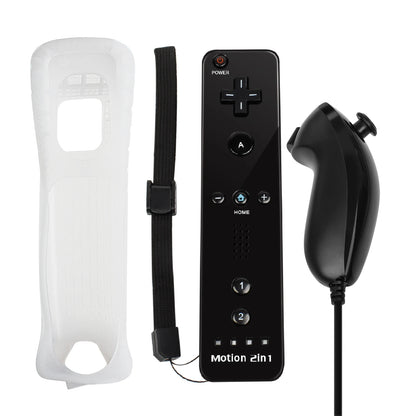 2 in 1 For Nintendo Wii Controller Set Optional Motion Plus Joystick Wireless Remote Gamepad with Silicone Case Video Game