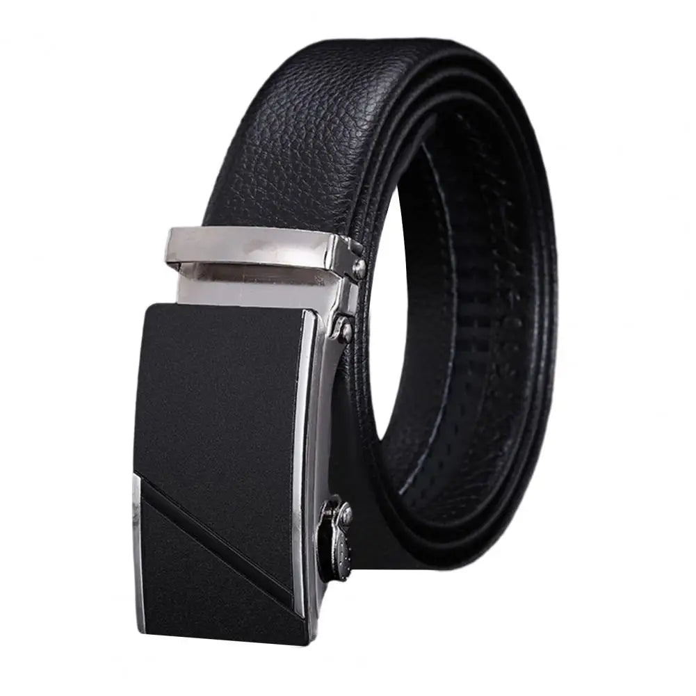 Men Belt High-quality Men's Automatic Business Belt with Smooth Faux Leather Alloy Buckle Durable Anti-slip Belt for Formal