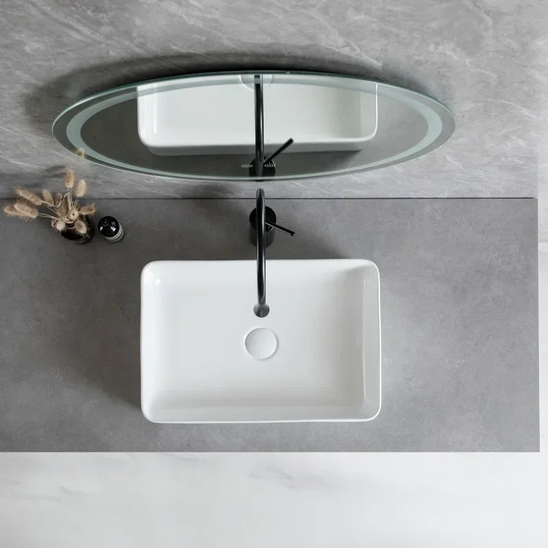 Modern Simple Home Bathroom White Sink Basin Balcony Drainage Deepened Washbasin Bathroom White Ceramic Sink