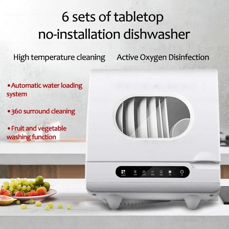 Intelligent Automatic Dishwasher Home Desktop Free Installation Dish Washing Machine Mini O3+UV Double Sterilization Dish Washer