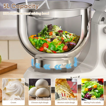 BioloMix 1200W Kitchen Food Stand Mixer, 11-Speeds DC Motor, Digital OLED Screen, Electric Food Mixer with Dough Hook, Whisk