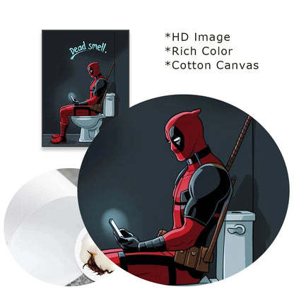 Funny Disney Deadpool Wall Poster Superhero Bathroom Wall Art Canvas Paintings Colourful Prints Home Toilet Room Decoration