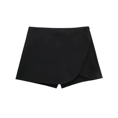 TRAF Beige Mini Skirt Pants High Waist Skort For Women Summer Asymmetric Black Skirt Shorts Casual Pink Brown Women's Skort