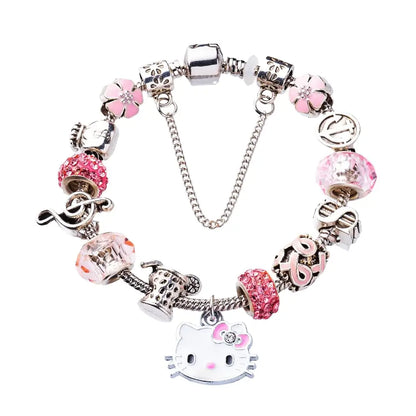 Hello Kitty Charms Bracelets Cute Bangle DIY Bracelets Cartoon Bracelet Cubic Zirconia Adorable Accessories for Wife Girlfriend