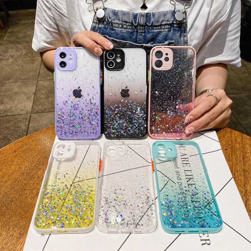 Luxury Glitter Candy Transparent Phone Case For iPhone 11 12 13 Pro Max XS X XR 7 8 Plus SE 2020 Mini Shockproof Cases Cover