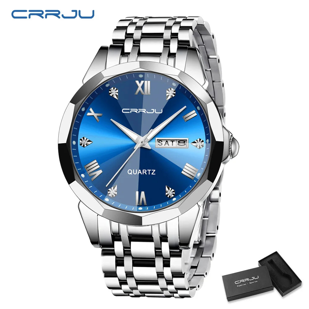 Classic Men Watches with Date,Stainless Steel Man Watch with Date, Bussiness Watches for Men,Luminous Quartz Watches Waterproof