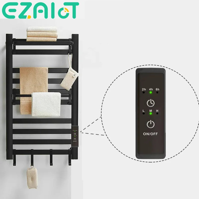 Electric Bathroom Towel Rack Timer Thermostat Smart Switch Heater for Towel Rail Black,Silver,White Bath Towel Dryer