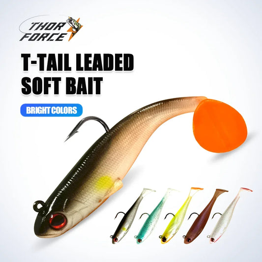 THORFORCE Soft T-Tail Fishing Lure Artificial Bait Wobbler Walleye Perch Bass Pike Paddle Tail Swimbait