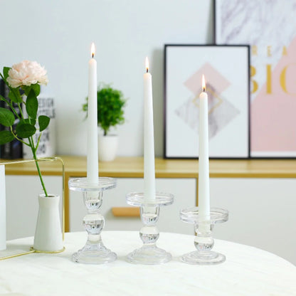 Transparent Glass Candle Holders Candlesticks for Home Office Decor Wedding