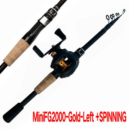 Fishing Rod and Reel Combo Set Telescopic Lure Rod Spinning Casting Short Jigging Rod 1.5m-2.4m Baitcasting Reel Max Drag 8kg