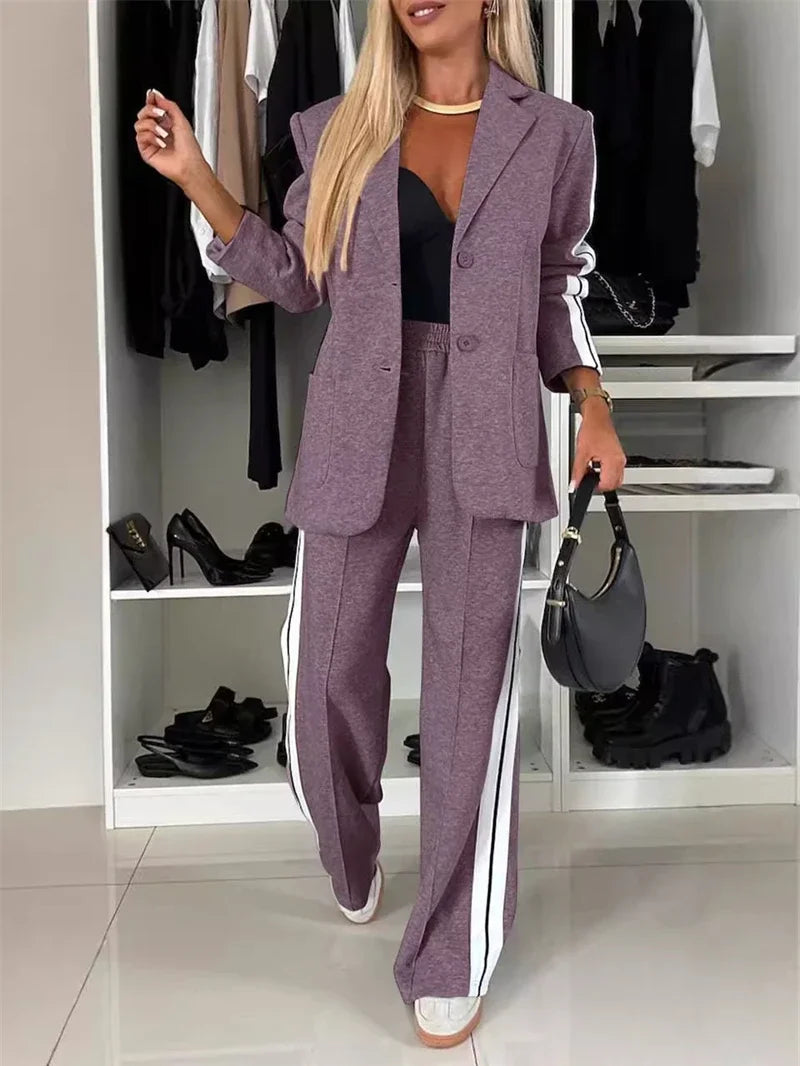 Streetwear 2 Piece Sets Women Outfit Winter Fall Clothes 2024 Women Blazer Coat Top and Pants Sets Casual Blazers Suit Woman Set