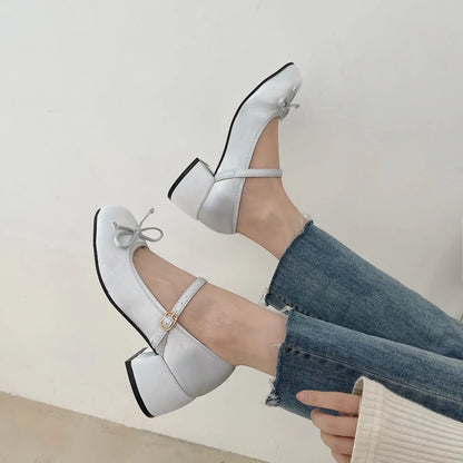 Women's Shoes 2023 Mary Jane Women's High Heels Fashion Party Pumps Women Elegant Butterfly-knot Shallow Shoes Ladies