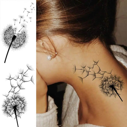 13 Sheets Dandelion Temporary Tattoos For Women Realistic Flying Birds Butterfly Fake Tattoo Flower For Girls Decor Tatoos Paper