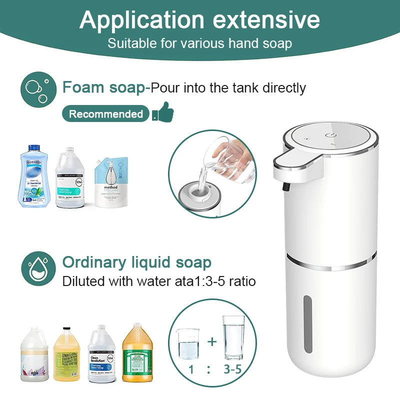 380ml Touchless Liquid Soap Dispenser Foam USB Wall Mounted Smart Display Automatic Infrared Sensor Soap Dispensers Hand Washer