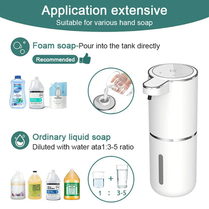 380ml Touchless Liquid Soap Dispenser Foam USB Wall Mounted Smart Display Automatic Infrared Sensor Soap Dispensers Hand Washer