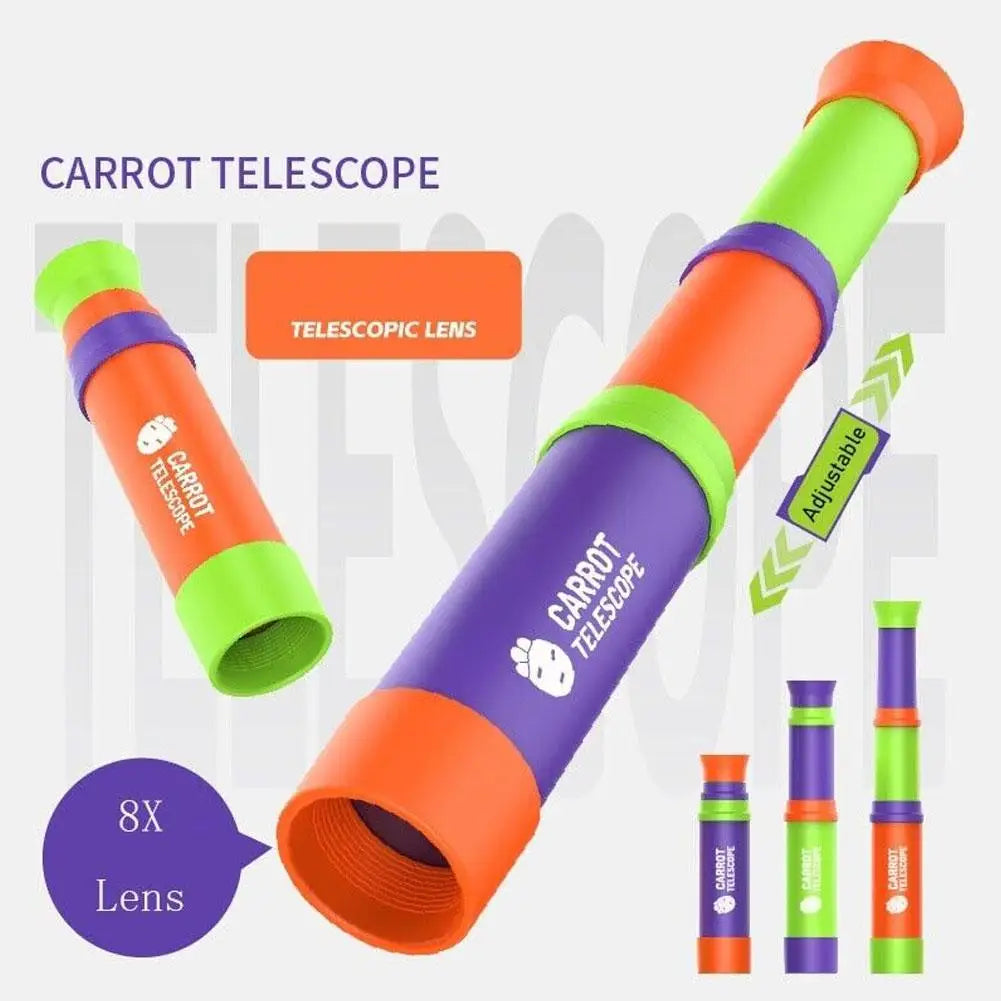 8x Lens Carrot Telescope 3d Printed Telescope Educational Games Retractable Toys Mini Portable Telescope For Kids Gifts