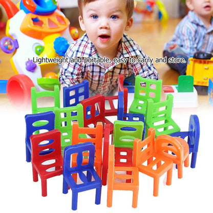 18Pcs/Set Balance Chairs Board Game Mini Stacking Blocks Assembly Family Balancing Training Interactive Educational Toy for Kids