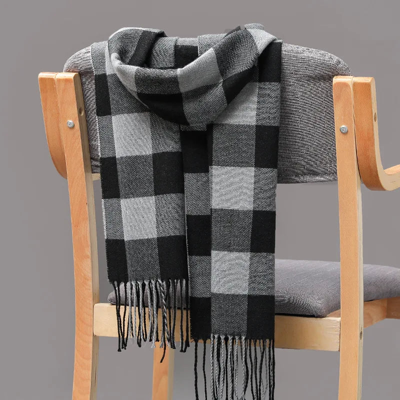 Luxury Brand Plaid Winter Men Scarf Warm Cashmere Scarves Fashion Male Shawl Bufandas Casual Men's Tassel Pashmina Wraps