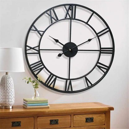 Modern 3D Large Wall Clocks Roman Numerals Retro Round Metal Iron Accurate Silent Nordic Hanging Ornament Living Room Decoration