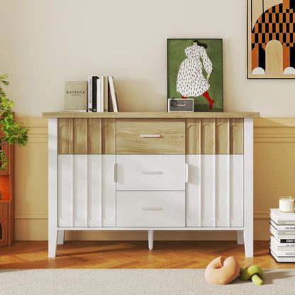 Living Room Cabinets Chest of Drawers with Doors & Drawers Unique Door Panels with Concave and Convex Texture 120 X 40 X 80 CM