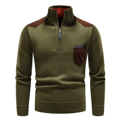 Amazon Autumn Winter Men's Fleece-lined Thickened Pullover Sweater V-neck Casual Knit Trendy Jacket Warm For Men