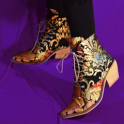 Women ankle boots free big size 23-26.5cm length shipping women shoes winter woman embroidered  Flower fashion all match