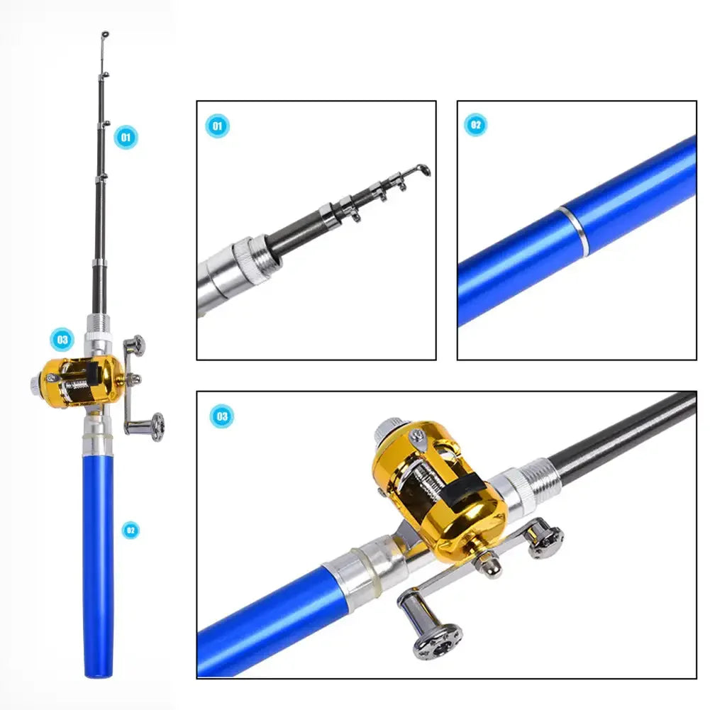 1/1.2/1.4/1.6M Portable Pocket Telescopic Mini Fishing Pole Pen Shape Folded Fishing Rod Without Reel Wheel