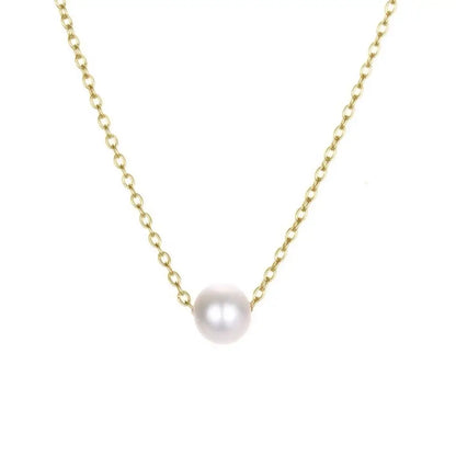 Gold Plated Stainless Steel Dainty Minimalist Zircon Charm Anti Tarnish Chain Round Clear Cz Stone Necklace for Women Jewelry