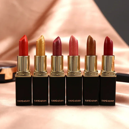 9 Colors Golden Glitter Matte Velvet Nude Metal Lipstick Shimmer Sexy Red Pigments Makeup Long Lasting Waterproof Profissional